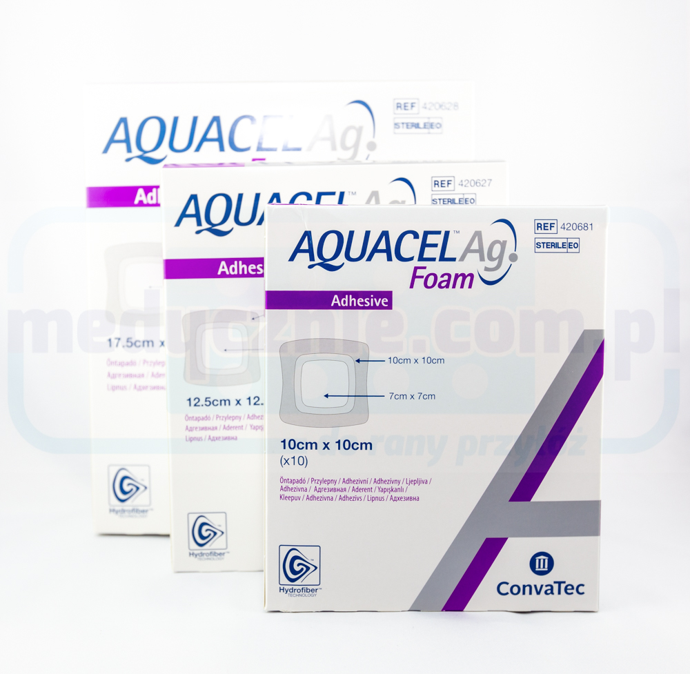 Aquacel Foam Ag Adhesive 10*10cm wielowarstwowy opatrunek piankowy 1szt